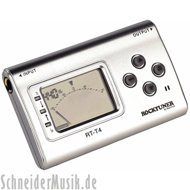 Rocktuner RT T 4 Auto-Chromatic Tuner (Guitar/Bass/Chrom) silver