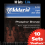 D'Addario EJ16-10P 10 juegos Pack Fósforo Bronce Blanda