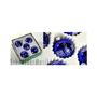 Christmas Baubles blue, with silver decor (5-pack)
