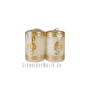 Pillar Candles "Treble Clef" cream/gold (small size) 2-pack
