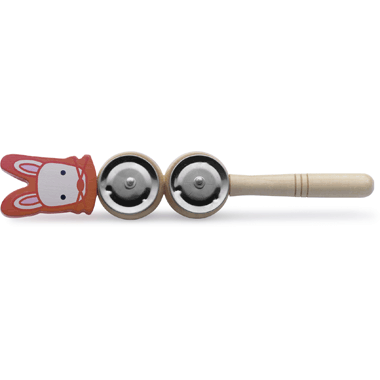 Stagg JSK-2 RABBIT Holz Jingle-Stick mit 2 Paar Schellen & Hasenkopf-Motiv