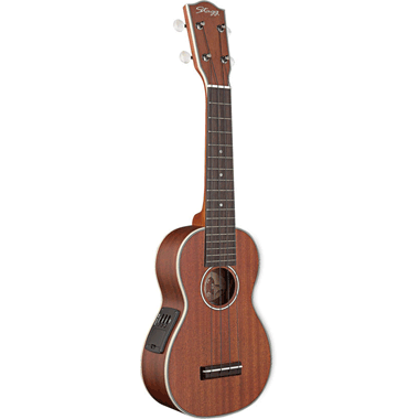 Stagg US80-SE Elektro-Akustik Sopran-Ukulele mit massiver Mahagoni-A Decke