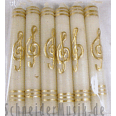 diverse Baumkerzen "Violinschl&uuml;ssel" creme/gold" (6er Set)