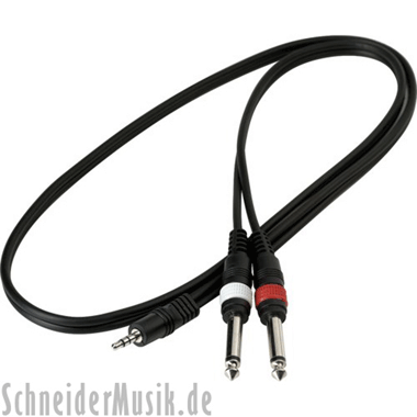 Warwick RockCable RCL 20911 D4 Patchkabel, 1x 3,5 mm Stereo Male - 2x 6,3 mm Mono Male, 1,0 m