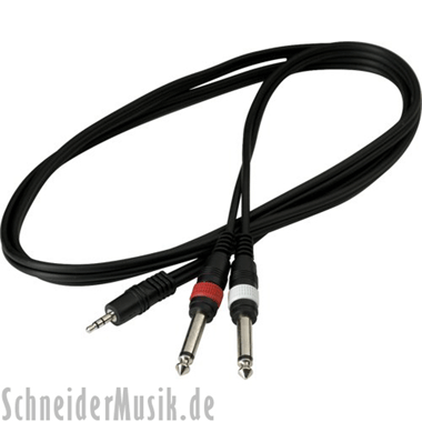 Warwick RockCable RCL 20912 D4 Patchkabel, 1x 3,5 mm Stereo Male - 2x 6,3 mm Mono Male, 1,5 m