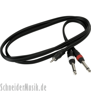 Warwick RockCable RCL 20913 D4 Patchkabel, 1x 3,5 mm Stereo Male - 2x 6,3 mm Mono Male, 1,8 m