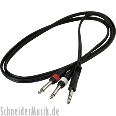 Warwick RockCable RCL 20922 D4 Patchkabel, 1x 6,3 mm Stereo Male - 2x 6,3 mm Mono Male, 1,5 m