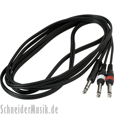 Warwick RockCable RCL 20924 D4 Patchkabel, 1x 6,3 mm Stereo Male - 2x 6,3 mm Mono Male, 3,0 m