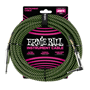 Ernie Ball PO6066 7,6M / 25 Ft instrument cable / straight - angle / green/black braided Ernie Ball PO6066 7,6M / 25 Ft instrument cable / straight - angle / green/black braided